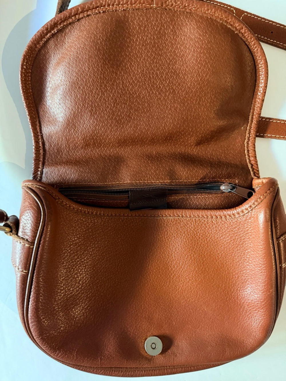 Longchamp Brown Leather Crossbody/Shoulder  Saddle Bag with Buckle - Picture 3 of 7